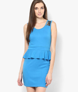 Blue Casual Peplum Dress slot1