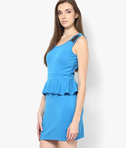 Blue Casual Peplum Dress slot1