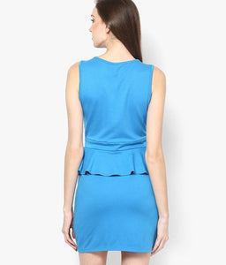 Blue Casual Peplum Dress slot1