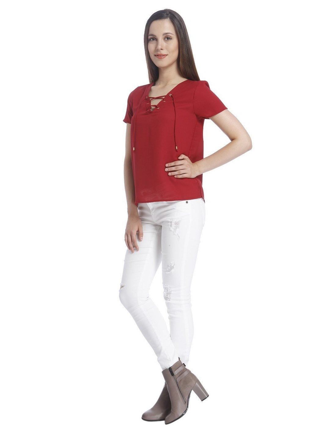 Women Casual Solid Top slot1